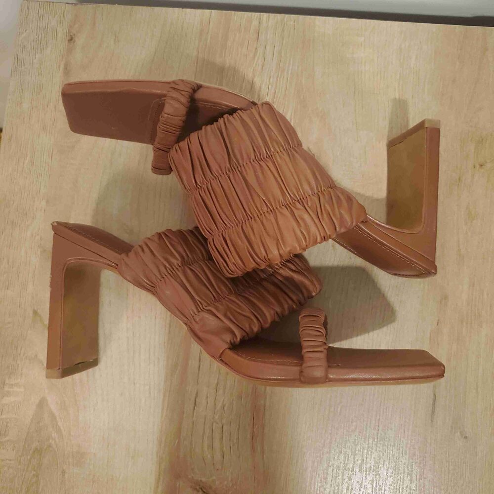 Jonathan Simkai Felix Elastic Block Heel Mules Si… - image 3